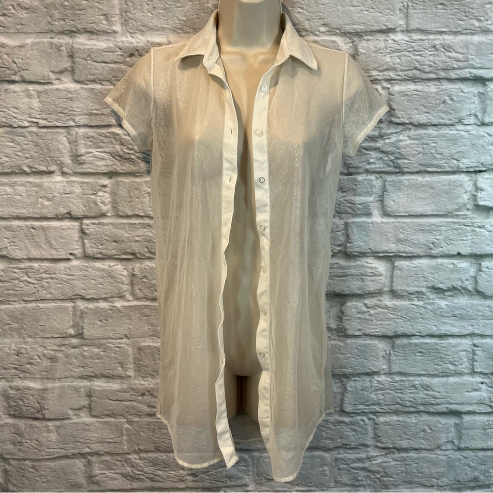 AA Cali Sun & Fun Shiny Mesh Button Up Dress Size XS/S - Picture 11 of 14